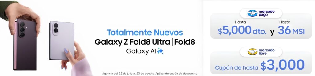 Galaxy Z Fold8 Ultra llega a Mercado Libre con hasta $8,000 de descuento y meses sin intereses